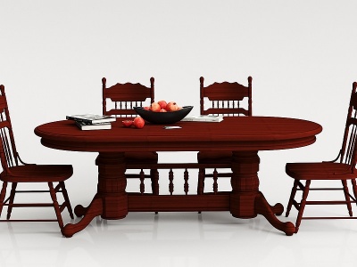3d现代红木餐桌椅组合模型