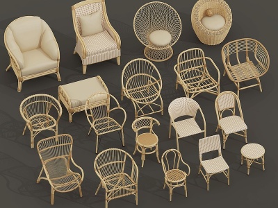 3d现代户外休闲椅组合模型