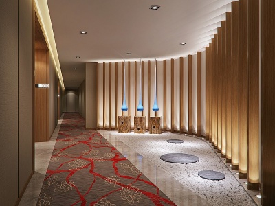 3d现代酒店走道干景模型