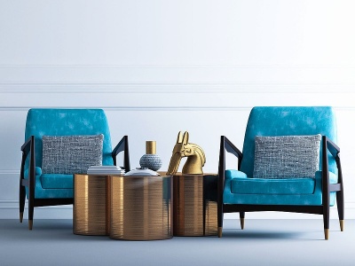 3d现代椅子茶几模型