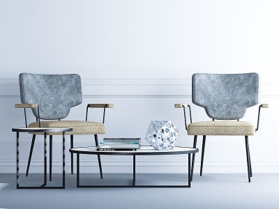 3d现代椅子茶几模型