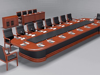 新中式会议室桌椅模型3d模型