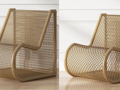 3d自然风户外编织休闲椅模型