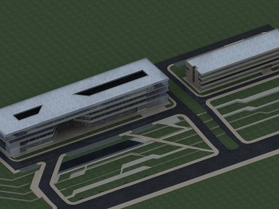 现代多层办公楼建筑外观模型3d模型