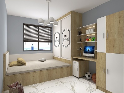 3d现代榻榻米卧室模型