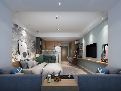3d北欧公寓卧室模型