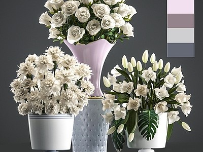 欧式鲜花花瓶模型3d模型