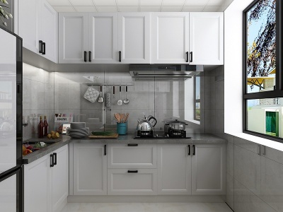 3d现代厨房橱柜炉具吊顶模型