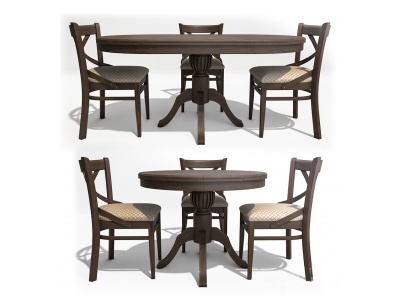 3d欧式美式餐桌椅模型