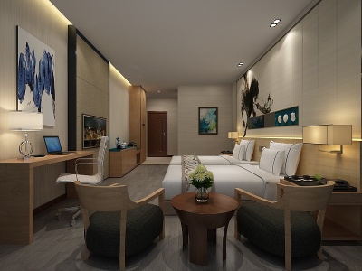现代酒店客房模型3d模型