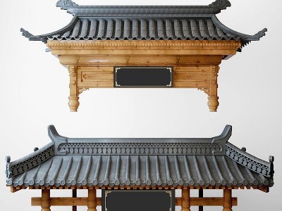 中式古建门头屋檐建筑构件模型3d模型