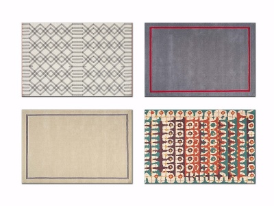 3d现代几何撞色花纹装饰地毯模型