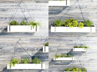 现代悬挂式阳台绿植盆栽模型3d模型