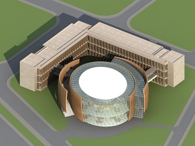 3d现代图书馆美术馆模型