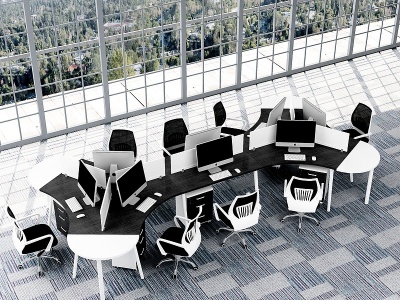 现代办公桌椅工位模型3d模型