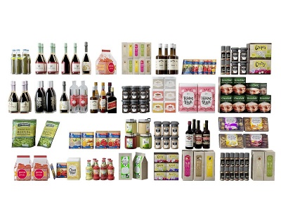3d现代超市<font class='myIsRed'>酒水</font>食品组合模型