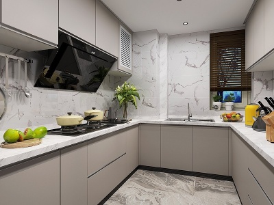 3d现代厨房橱柜厨具模型