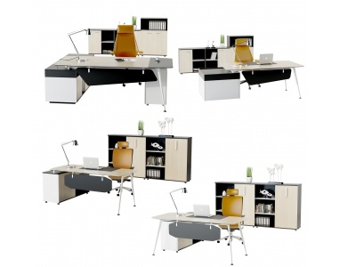3d现代办公桌椅卡位模型