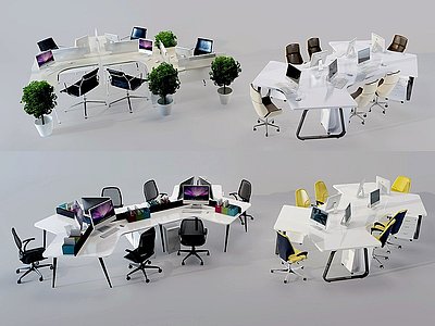 现代办公桌椅卡位模型3d模型
