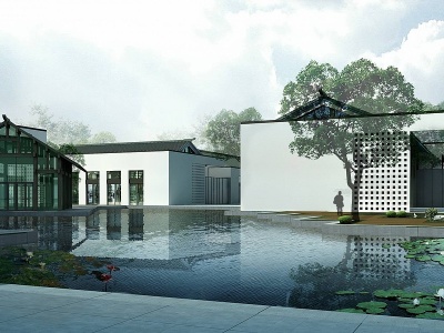 新中式会所新中式别墅模型3d模型