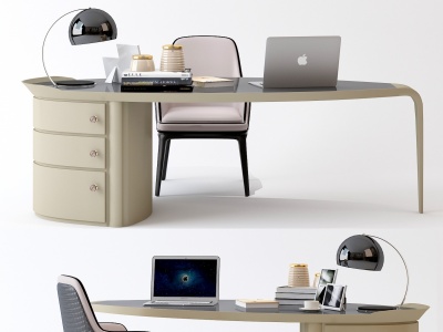 3d现代书桌椅办公桌椅模型
