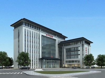 新中式办公楼医院模型