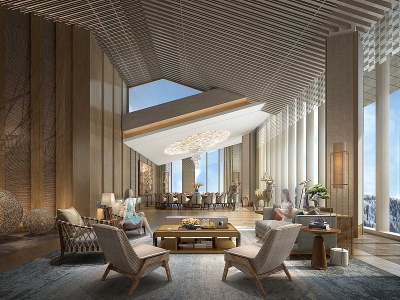 新中式五星酒店模型3d模型