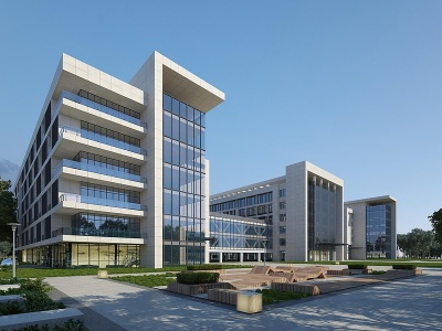 3d现代商业办公楼建筑外观模型