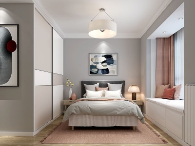 现代吊灯暖气片卧室模型3d模型
