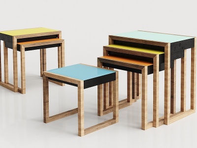 3d现代实木凳子模型