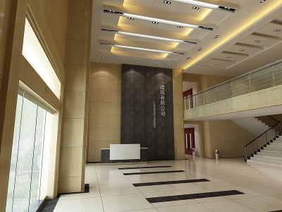 3d现代公司大厅门厅模型