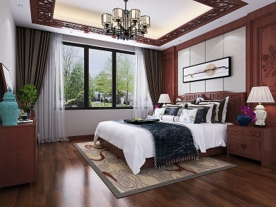 3d中式卧室模型