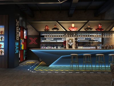 3d工业LOFT酒吧模型