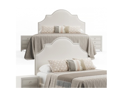 3d简欧式卧室特大床模型