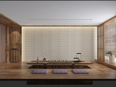 新中式日式榻榻米茶室书房模型3d模型