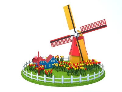 北欧荷兰风车模型3d模型