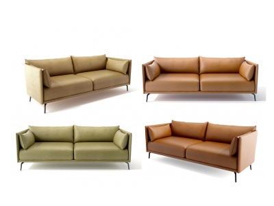 3d现代皮革双人办公沙发模型