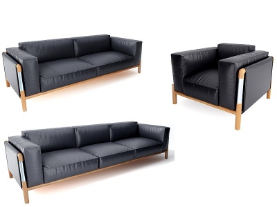 3d现代办公皮革沙发单人沙发模型