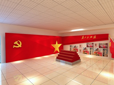 3d中式红色革命展厅模型