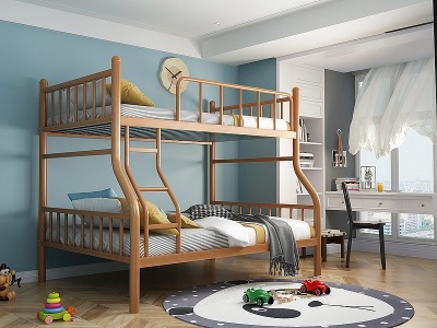 3d北欧上下铺儿童床模型