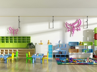 3d幼儿园玩具书柜模型