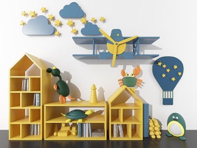 3d现代儿童玩具柜模型