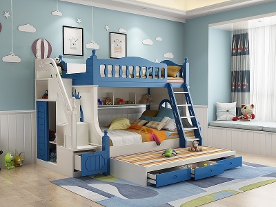 地中海上下床儿童床模型3d模型