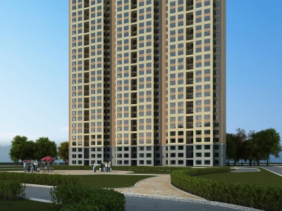 3d现代高层景观住宅楼模型