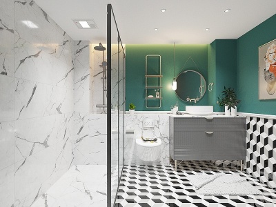 3d现代风格卫生间浴室柜模型