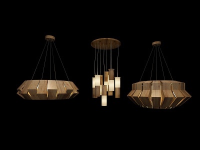 3d北欧创意木条吊灯模型