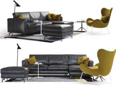 3d现代皮革办公沙发椅子模型
