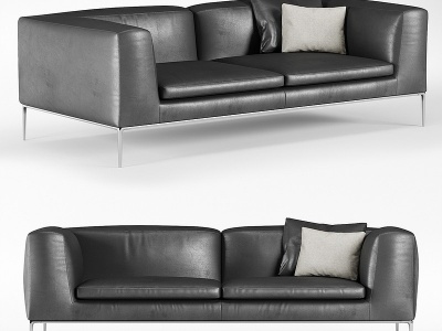 办公皮革沙发模型3d模型