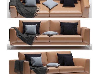 3d现代皮革办公沙发模型