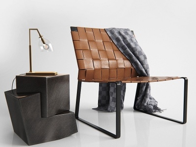 3d皮革编织躺椅模型